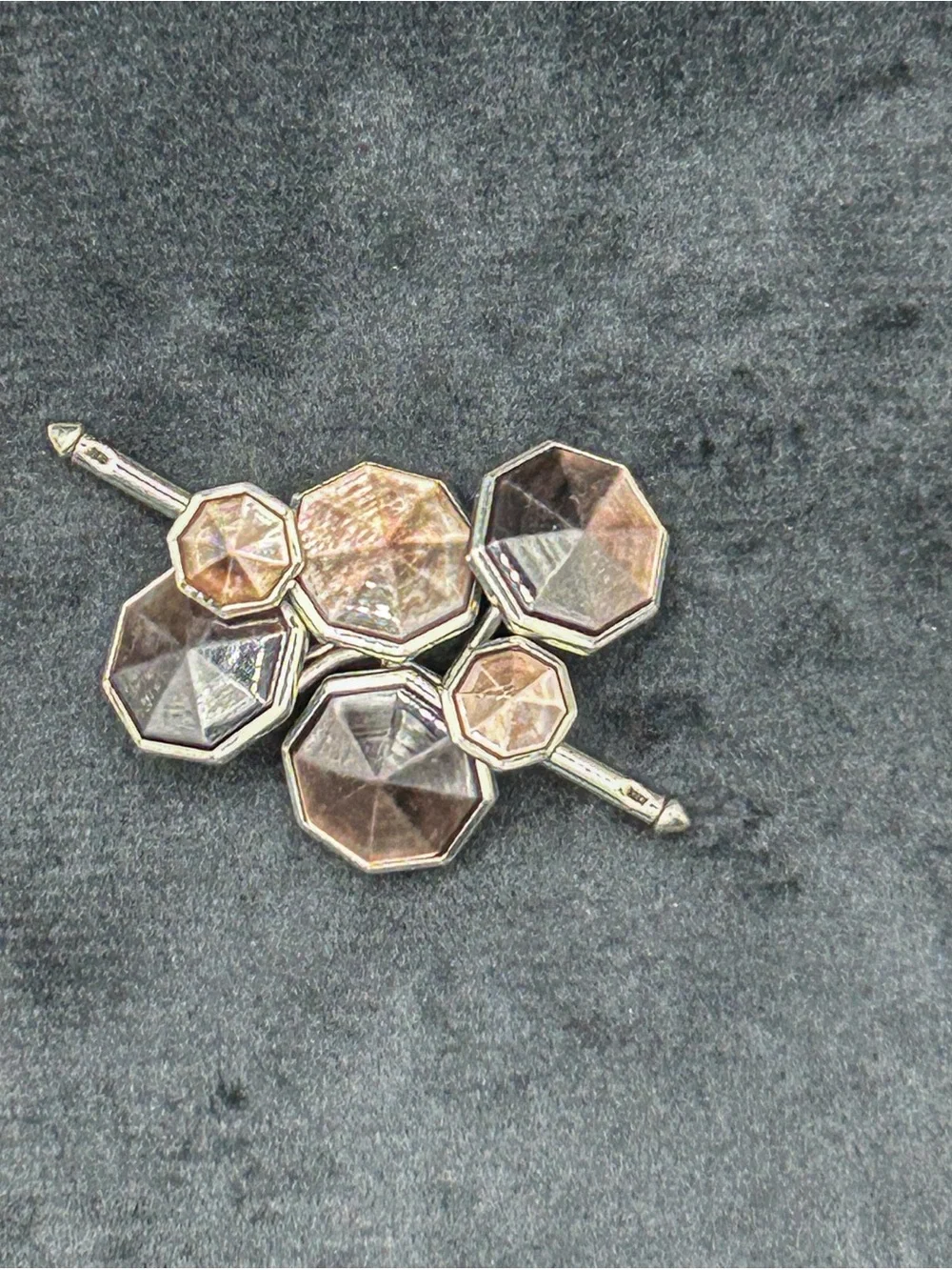 Art Deco Octagonal Mother-of-Pearl Cufflinks and Stud Set - Iridescent Pink